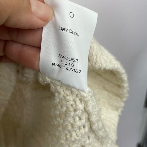 Draper James Ivory Cable Knit Poncho Cape Sweater Women's M/L Merino Wool Alpaca - Picture 10 of 11